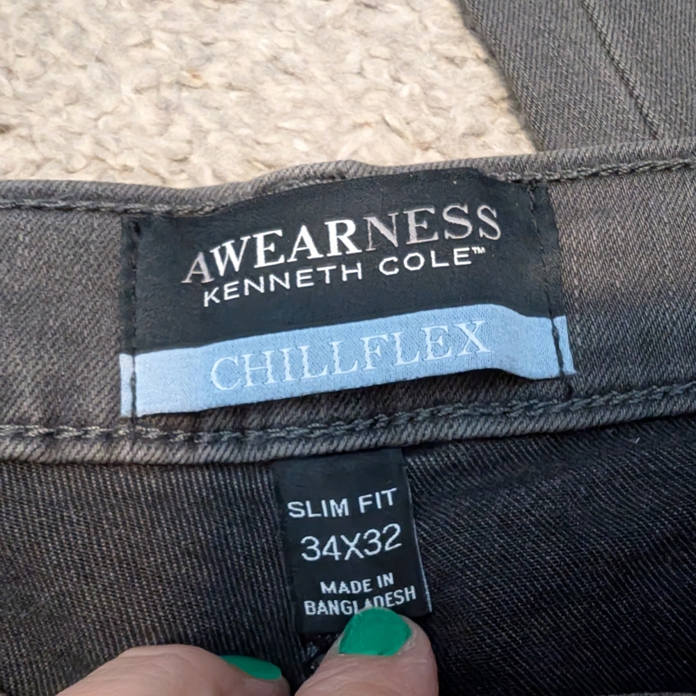 Kenneth Cole Charcoal Straight Men's Jeans - Picture 6 of 9